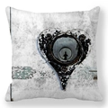 Peach skin square pillowcase with vintage industrial heart-shaped lock digital print - Vintage Heart Shaped Metal Lock Core Style (32) / 18x18 Inch
