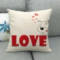 Linen Valentine pillow cover with red LOVE text and cute cartoon dog illustration - Cartoon Dog Illustration LOVE Style (8)