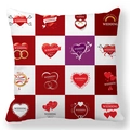 Housse de coussin mariage à carreaux rouge et blanc avec des motifs de cœur - Thème de Mariage Rouge Blanc Violet (32)