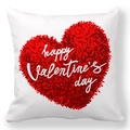 White Valentine's day throw pillow cover featuring a textured red heart and happy script - Red Loop Texture Heart (35)