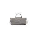 Dark grey handbag with asymmetrical flap and snake skin pattern textures - Gray