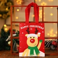 Christmas gift bag with cartoon reindeer design and Happy Christmas text on red felt material - Deer Style