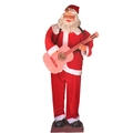 Detailansicht eines 1,8m singenden und tanzenden Weihnachtsmanns mit Holzgitarre - Gitarren-Stil