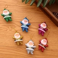 Set of 6 colorful glitter Santa Claus ornaments for Christmas tree with gold hanging cords - Santa Claus Hanging Style / Multicolor