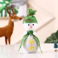 Detail of Christmas snowman gift bag with green hat and soft plush material texture - Snowman (Green Hat Polka Dot Scarf) / Green