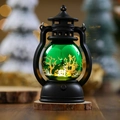 Detail of Halloween lantern with green globe featuring golden bat and castle prints - Green Witch Style