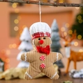 Plüsch Lebkuchenmann Weihnachtsanhänger mit Kochmütze und rotem Schal am Weihnachtsbaum - Weißer Kochmützen-Stil
