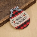 Rustic burlap Christmas cutlery holder with red buffalo plaid and Merry Christmas text - Christmas Ball