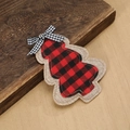 Detail of rustic Christmas tree cutlery holder with red plaid and burlap fabric texture - Christmas Tree