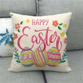 Federa per cuscino in lino Buona Pasqua con uova colorate e scritta artistica rossa - Stile Parola Artistica Rossa (9)