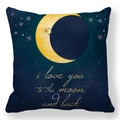 Navy blue star and moon pillowcase with I love you to the moon and back text - Dark Blue Moon And Stars I Love You Style (31) / 18x18 Inch