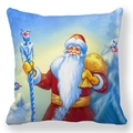 Cartoon Father Christmas pillowcase on peach skin fabric with santa and gifts - Santa and Pine Tree (39)