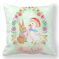 Easter peach skin pillowcase with rabbit, duck and eggs on a mint green background - Light Green Bunny Duck Easter Egg Style (27)