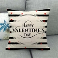 Linen Valentine's Day throw pillow cover with black stripes and red hearts - Classic Holiday Wish (15)