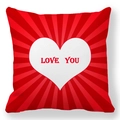 Red radial stripe pillowcase with a white heart and LOVE YOU text for Valentines Day - Red Radial Striped (39)