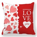 Valentine Peach Skin pillowcase with Love you print and red heart patterns - Red White Split LOVE Style (31)