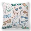Square peach skin pillowcase with colorful sunglasses and Peace Love & Sunglasses print - Colorful Sunglasses Peace Love Style (36) / 18x18 Inch