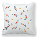 White peach skin pillowcase with LOVE text and heart patterns for Valentine gift - Grey Grid LOVE Hand Drawn Heart Style