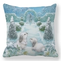 Easter peach skin pillowcase featuring white rabbits in a snowy winter garden scene - Winter Garden White Bunnies Style (25)
