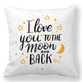 White peach skin pillowcase with I love you to the moon and back text and stars - Moon Stars To The Moon And Back Style