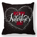 Square black peach skin pillowcase with red Happy Valentine's Day heart design - Black Typography Greeting Style (35)