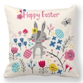 Happy Easter peach skin pillowcase with rabbit and colorful egg prints - Off-White Easter Nature Life Style (20)