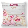 Peach skin pillowcase featuring LOVE Letters design and pink heart envelopes pattern - Love Letters Envelope Style