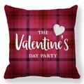 Red and black tartan Valentine's Day pillowcase with white heart and script lettering - Red Black Plaid Valentine Style (36)