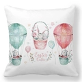 Housse de coussin Pâques avec lapins aquarelle en tissu peau de pêche doux - Lapin en Montgolfière (28)