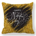 Black and gold peach skin pillowcase with Happy Valentine's Day glitter print - Black Gold Glitter Greeting Style (39)