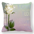 Housse de coussin de Saint-Valentin avec rose blanche et lettrage LOVE pastel sur peau de pêche - Rose Blanche Macaron LOVE (23)
