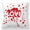 Square Valentine's Day peach skin pillowcase with red artistic LOVE graffiti print - Ink Splash Text (4) / 45x45cm