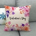 Close-up of linen pillow cover with floral watercolor design and Valentine's Day text - Watercolor Floral Valentine's Day Style (16)