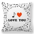 Housse de coussin carrée avec notes de musique noires et cœur rouge avec texte Love You - Note Noire Coeur Rouge LOVE YOU (24)