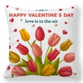 Valentine's Day pillowcase featuring colorful tulips and love hearts pattern design - Tulip Bouquet Happy Valentine's Day Style