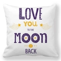 Détail d'une taie d'oreiller en lin avec imprimé Love You to the Moon and Back - Texte Ciel Étoilé (9) / 45x45cm