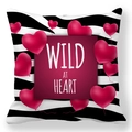 Wild at Heart peach skin throw pillow case with zebra print and red heart balloons - Zebra Stereo Red Pink Heart Balloon Style
