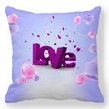 Détail de la taie d'oreiller lavande avec texte Love et motifs de petits cœurs - Violet Romantique (13) / 45x45cm