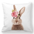 Easter peach skin pillowcase featuring a realistic rabbit with a pink flower - Realistic Illustration Pink Flower Bunny Style (31)