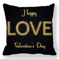 Détail d'une housse de coussin noire avec inscription LOVE dorée pour la Saint-Valentin - Texte Pailleté Or Noir (18) / 45x45cm