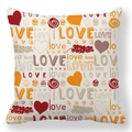 Detail of Valentines Day throw pillow cover featuring red hearts and love pattern - Warm Red Orange Cake Dessert Style (5)