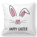 Happy Easter rabbit pillowcase featuring a cute bunny face on white peach skin fabric - White Minimalist Cartoon Bunny Face Style (35)