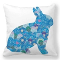 Housse de coussin lapin de Pâques avec motifs d'oeufs colorés sur peau de pêche - Silhouette de Lapin Remplie d'Œufs de Pâques (29)