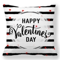 Striped Valentine's Day pillowcase with red hearts and Happy Valentine's Day text - Modern Simple Holiday Stripe Style (13)