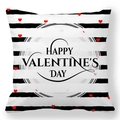 Detail of square pillowcase with black white stripes and red hearts for Valentine's Day - Classic Romantic Holiday Stripe Style (15)