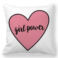 Detail view of peach skin fabric pillowcase with pink heart and girl power print - Girl Power Style (16)