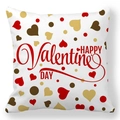Detail of Valentine's Day peach skin pillowcase with heart pattern and festive typography - Red Gold Brown Polka Dot Valentine Style (19)