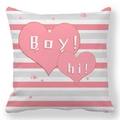 Macro detail of striped cushion cover featuring pink hearts and Boy text embroidery - Boy Hi Heart Stripe Style (19)