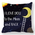 Housse de coussin en peau de pêche bleu marine avec motif étoilé I Love You - Lune du Ciel Étoilé (40) / 45x45cm