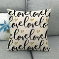 Fodera per cuscino quadrata in lino con scritte Love e cuori dorati sul divano - Stile Cuore Beige